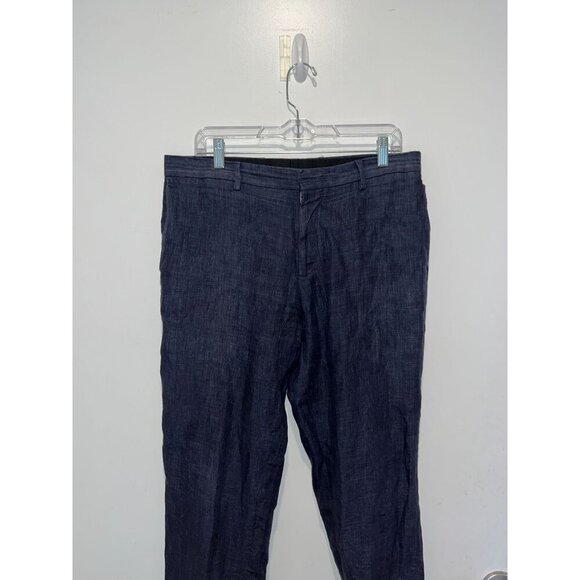 Cos Dark Blue Slim Fit 100% Linen Pants Mens 34 - Picture 2 of 11